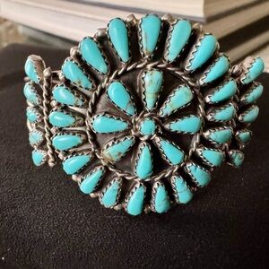 Turquoise Silver Women’s Native American Design Bracelet